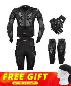 New Moto Motocross Racing Motorcycle Body Armor Protective Gear Motorcycle Jacket+Shorts Pants+Protection Knee Pads+Gloves Guard