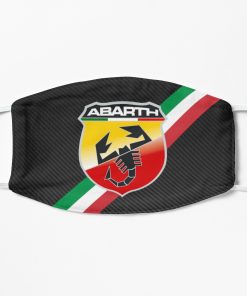 Abarth Carbon Fiber Italy Stripes Logo Flat Mask, Face Mask, Cloth Mask