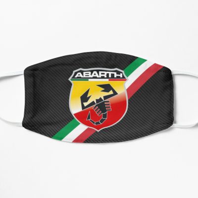 Abarth Carbon Fiber Italy Stripes Logo Flat Mask, Face Mask, Cloth Mask