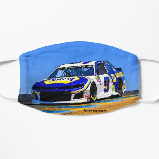 Chase Elliott racing in his Chevy from the front Flat Mask, Face Mask, Cloth Mask