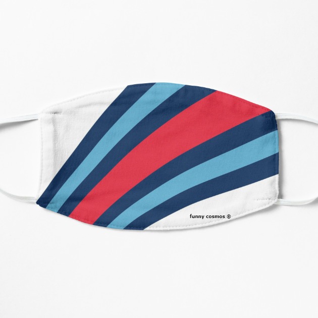 F1 Martini Stripes - Formula One Flat Mask, Face Mask, Cloth Mask
