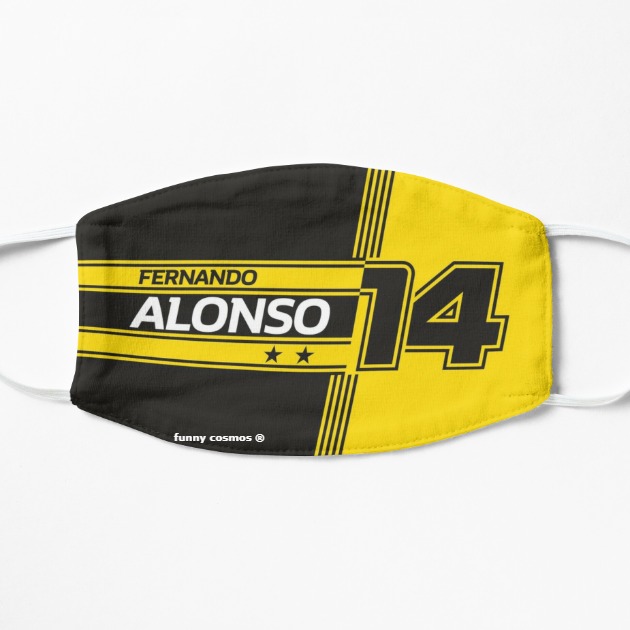 Fernando Alonso Renault F1 Flat Mask, Face Mask, Cloth Mask