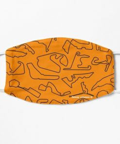 Formula One Circuits outline - Papaya Spark Orange Flat Mask, Face Mask, Cloth Mask