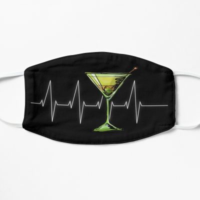 Martini Heartbeat Cocktail Hour Dirty Martini Glass Flat Mask, Face Mask, Cloth Mask
