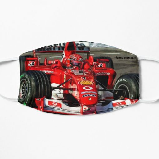 Michael Schumacher in his 2004 F1 car Flat Mask, Face Mask, Cloth Mask