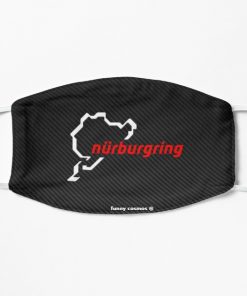 Nurburgrning Carbon Fiber white / red Flat Mask, Face Mask, Cloth Mask