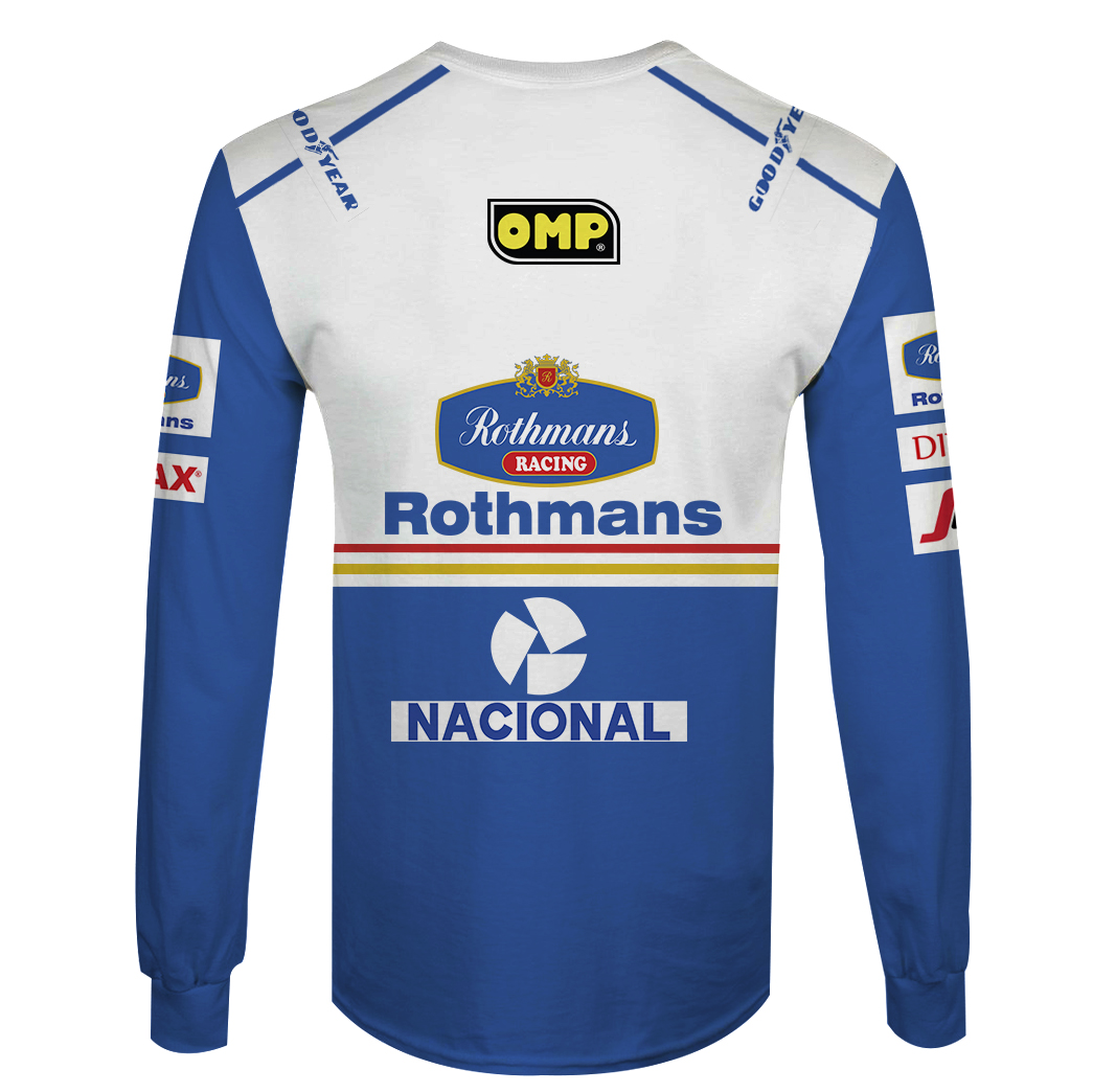 Ayrton Senna Hoodie Williams F1 Sweater Rothmans Racing, Nacional, Renault, Champion, Omp, Elf Racing Uniform