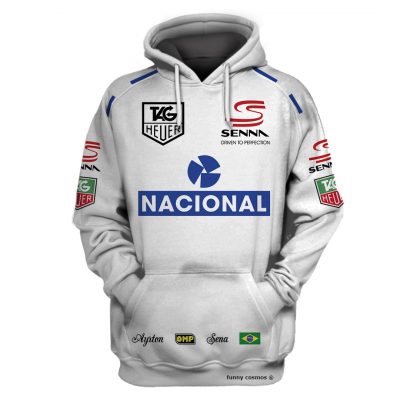Ayrton Senna Hoodie Williams Grand Prix Sweater Tag Heuer, Senna Driven To Perfection, Nacional, Omp Racing Uniform