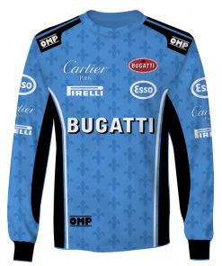 Hoodie Bugati F1 Sweater Ettore Bugatti, Cartier Paris, Omp, Pirelli, Esso Racing Uniform