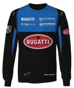Hoodie Bugatti , Gt Sport, Tag Heuer, Polyphony Digital, Harman Logistics, Pirelli, Alpinestars Racing Uniform