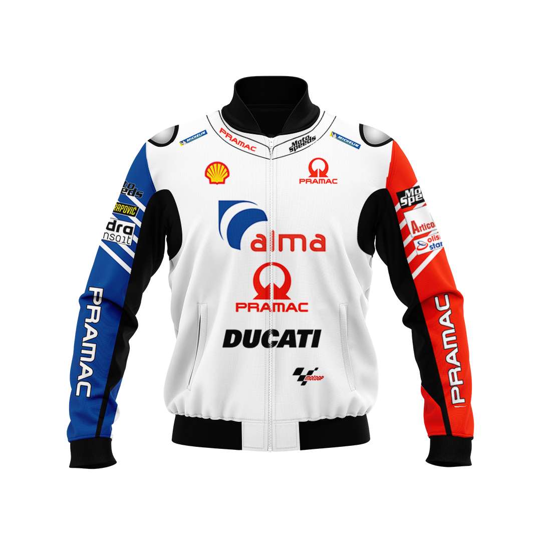 Jack Miller Bomber Jacket Pramac Ducati Motogp, Motospeeds, Alma, Michelin, Shell, Pramac Ducati Bomber Jacket