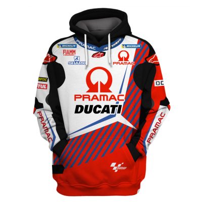 Johann Zarco Hoodie Motogp Sweater Pramac Ducati, Alpinestars, Michelin, Fiamm, Shark, Motogp Personalized Hoodie