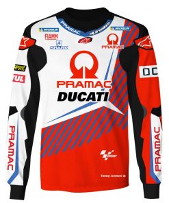 Johann Zarco Hoodie Motogp Sweater Pramac Ducati, Alpinestars, Michelin, Fiamm, Shark, Motogp Personalized Hoodie