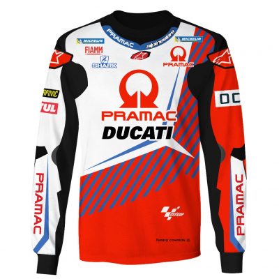 Johann Zarco Hoodie Motogp Sweater Pramac Ducati, Alpinestars, Michelin, Fiamm, Shark Racing Uniform