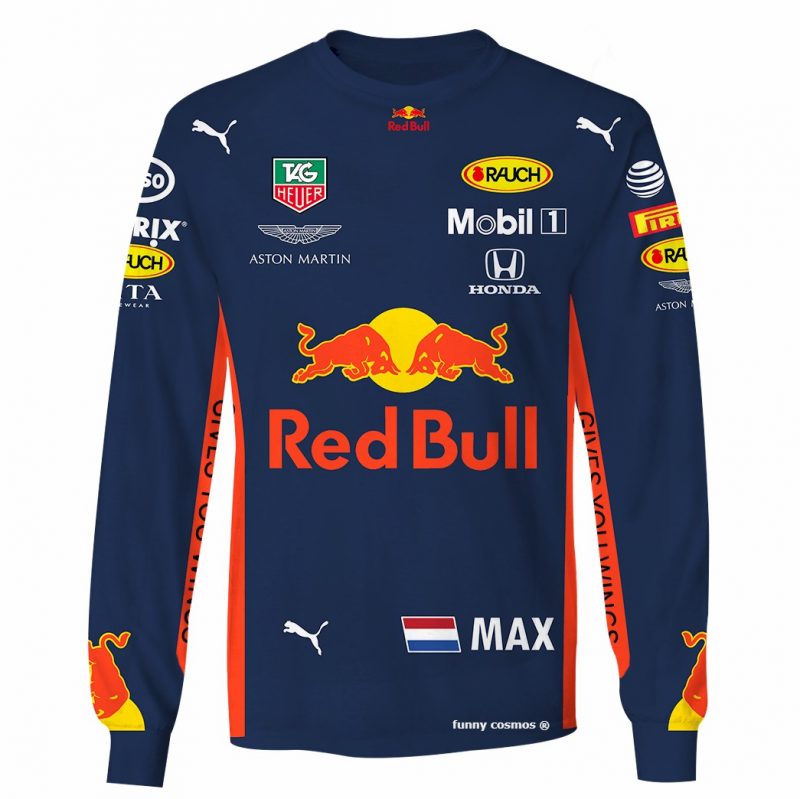 Max Verstappen Hoodie Aston Martin Red Bull Gp Sweater Max Verstappen, Red Bull, Honda, Mobil 1, Aston Martin, Max, Tag Heuer Racing Uniform