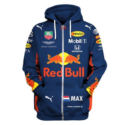 Max Verstappen Hoodie Aston Martin Red Bull Gp Sweater Max Verstappen, Red Bull, Honda, Mobil 1, Aston Martin, Max, Tag Heuer Racing Uniform