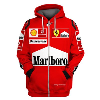 Michael Schumacher Hoodie Marlboro Ferrari Vodafone F1 Sweater Marlboro ,Ferrari, Vodafone, F1, Bridgestone Racing Uniform