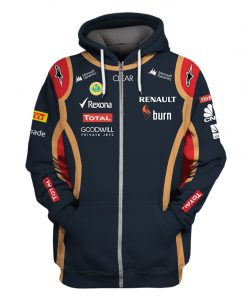 Romain Grosjean Hoodie Lotus F1 Team Sweater Renault Burn, Clear, Rexona, Total, Goodwill Private Jets, Lotus, Microsoft Dynamics Racing Uniform