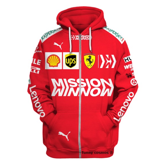 Sebastian Velvet, Charles Leclerc Hoodie Scuderia Ferrari F1 Sweater Mission, Lenovo, Formula 1, Ferrari, Shell, Kaspersky Racing Uniform