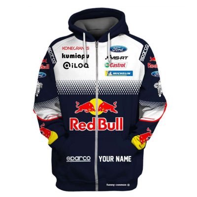 Sebastien Ogier Hoodie Ford Fiesta Red Bull Sweater World Rallye Championship, Monte Carlo, Personalized Hoodie