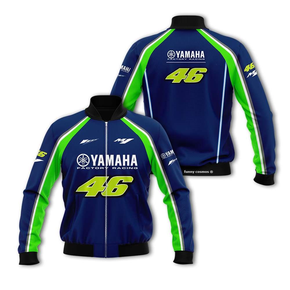 mølle gas Holde Valentino Rossi Bomber Jacket Yamaha Factory Racing Yamaha 46 Bomber Jacket  T-Shirt in Cotton - Black Size (M, L, 2XL, 3XL)
