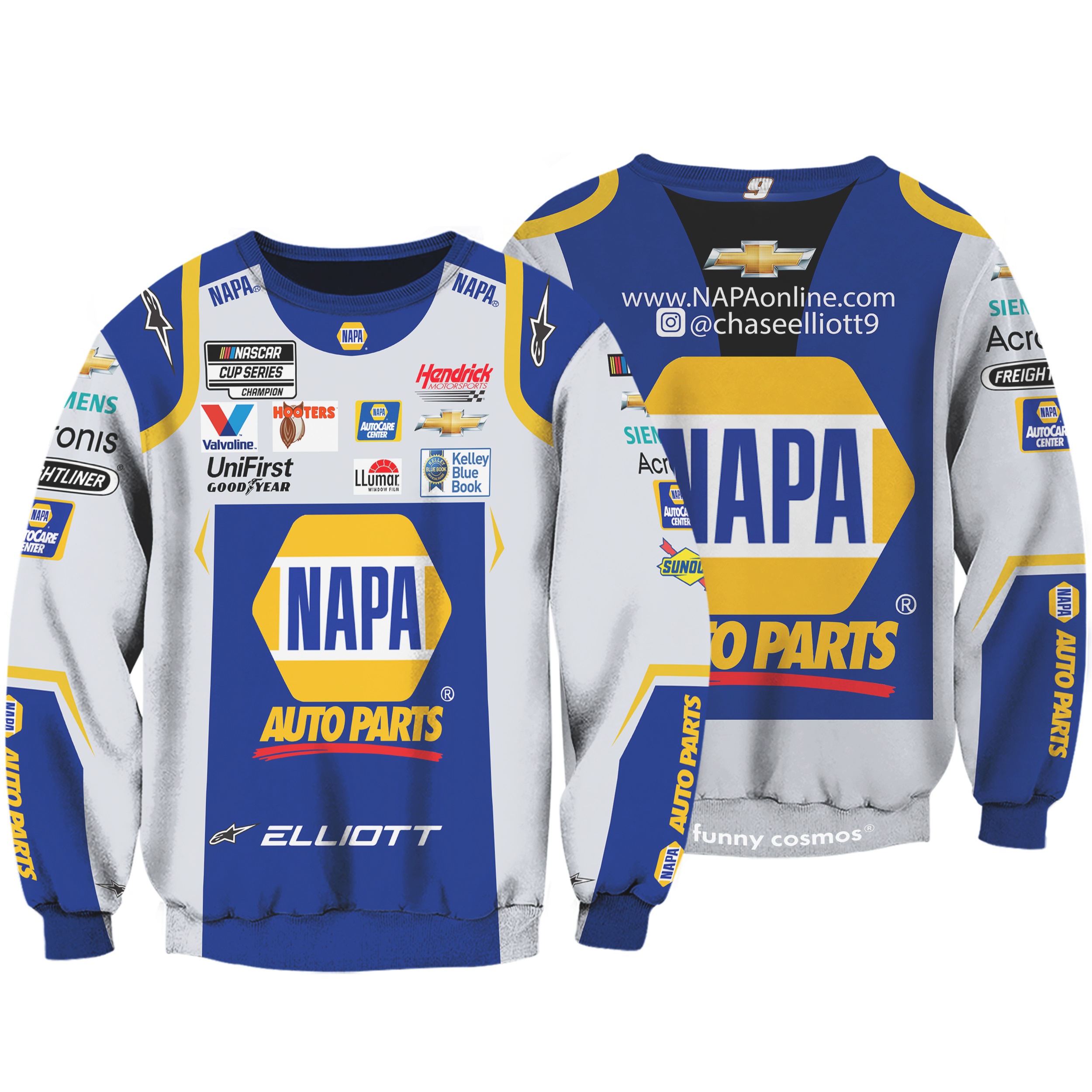 Chase Elliott Nascar 2022 Shirt Hoodie Racing Uniform Clothes Sweatshirt  Zip Hoodie Sweatpant T-Shirt in Cotton - Black Size (M, L, 2XL, 3XL)