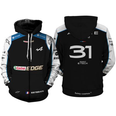 Esteban Ocon Formula 1 2022 Shirt Hoodie Racing Uniform Clothes Sweatshirt Zip Hoodie Sweatpant