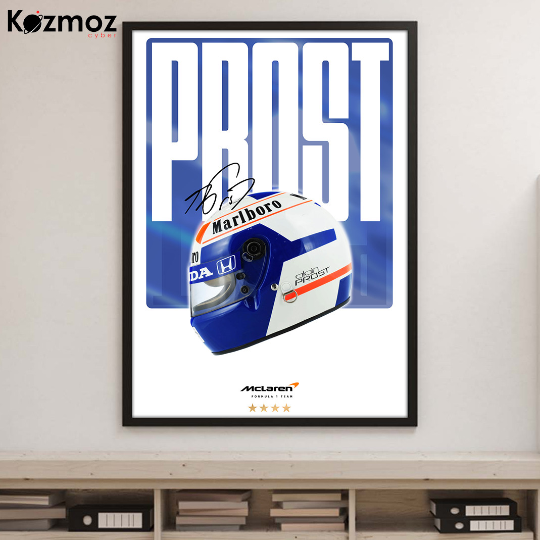 Alain Prost Helmet Poster - McLaren Legend Wall Art