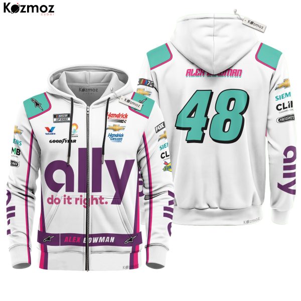 Alex Bowman Racing Suit Ally White 2023 Collection - NASCAR Racing Team - 8