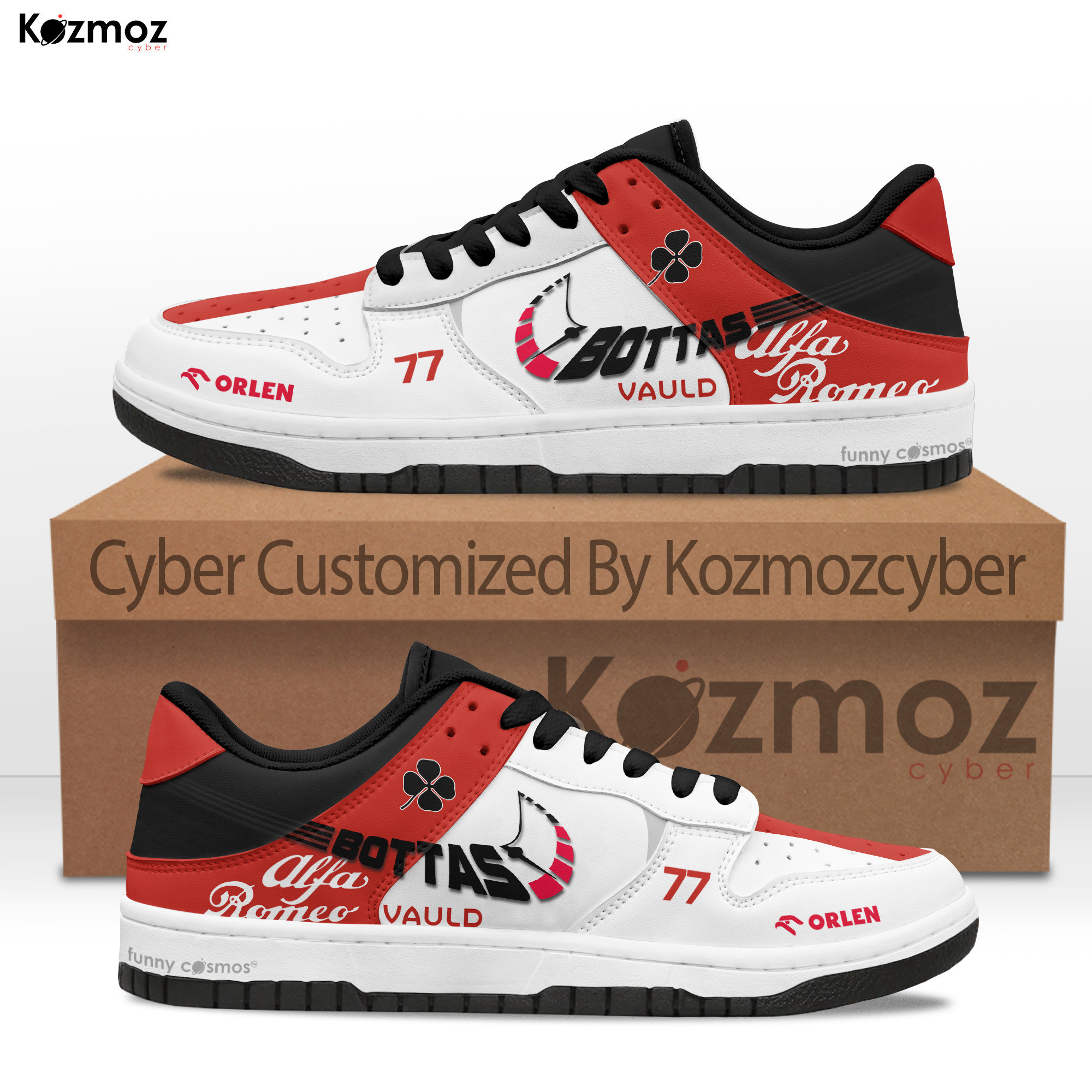 Alfa Romeo Valtteri Bottas Custom Shoes ORLEN C42 Livery 2022 Racing Shoes