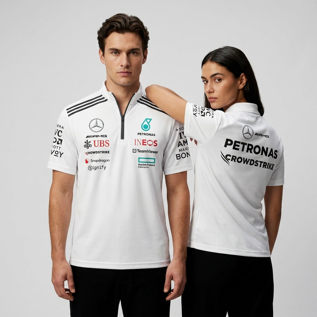 AMG 2025 F1 Team White Edition Custom Quarter Zip Shirt