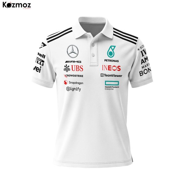 AMG Petronas 2025 Racing Polo Shirt Team White Polo - 5
