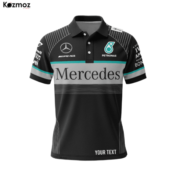 AMG Petronas Polo Shirt - Black Gray Teal Edition Racing Teamwear - 7