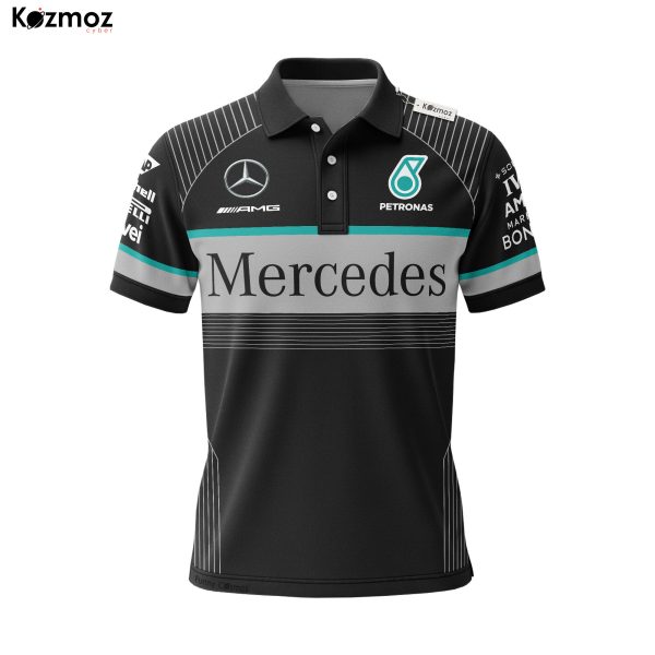 AMG Petronas Polo Shirt - Black Gray Teal Edition Racing Teamwear - 6