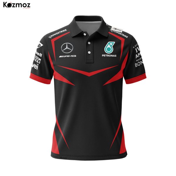 AMG Petronas Polo Shirt - Black Red Speedstrike Bold Fanwear Drop - 6