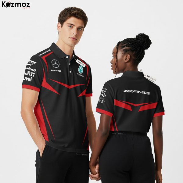 AMG Petronas Polo Shirt - Black Red Speedstrike Bold Fanwear Drop