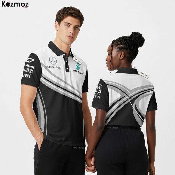AMG Petronas Polo Shirt - Classic Monochrome Look Fanwear