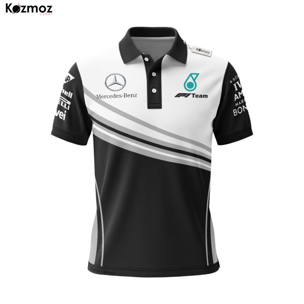 AMG Petronas Polo Shirt - Classic Monochrome Look Fanwear - 6