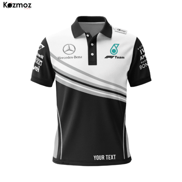 AMG Petronas Polo Shirt - Classic Monochrome Look Fanwear - 7