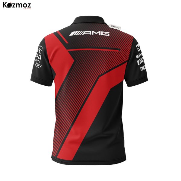 AMG Petronas Racing Shirt Polo - Red Stripes Motorsport Fans Gear Tee - 7
