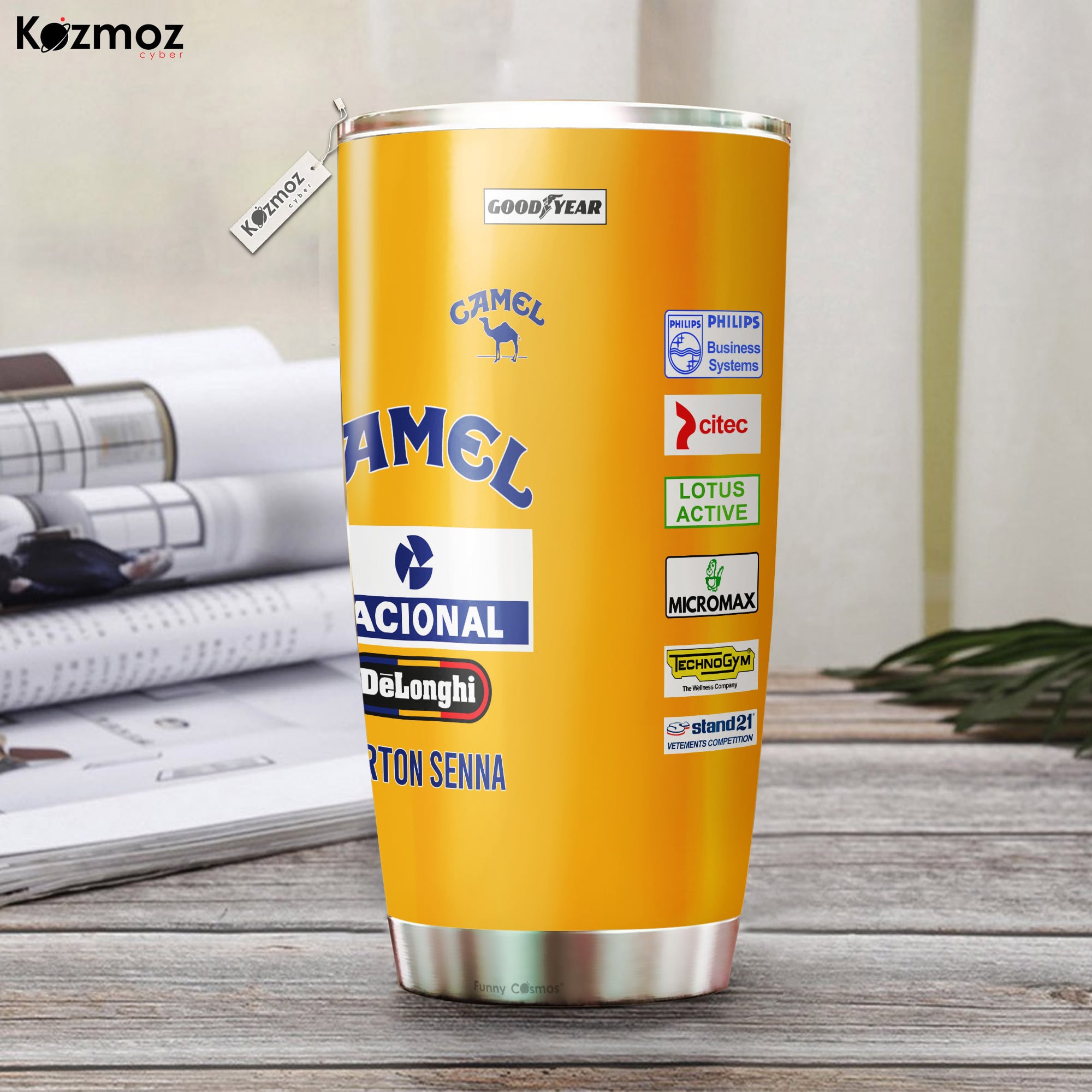 Ayrton Senna Racing Costume Camel 1987 - Tumbler Stainless Steel