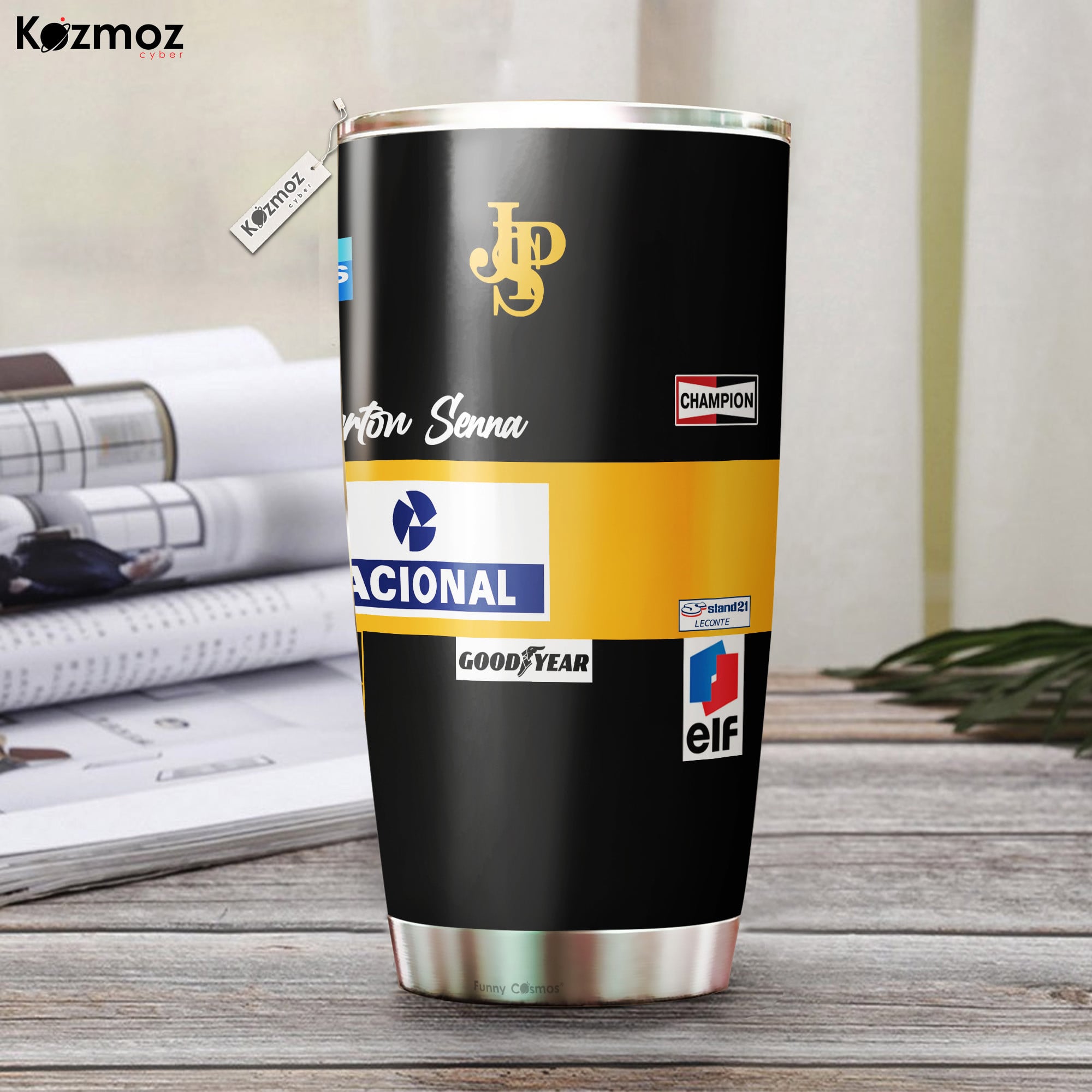 Ayrton Senna Racing Costume JPS 1985 - Tumbler Stainless Steel