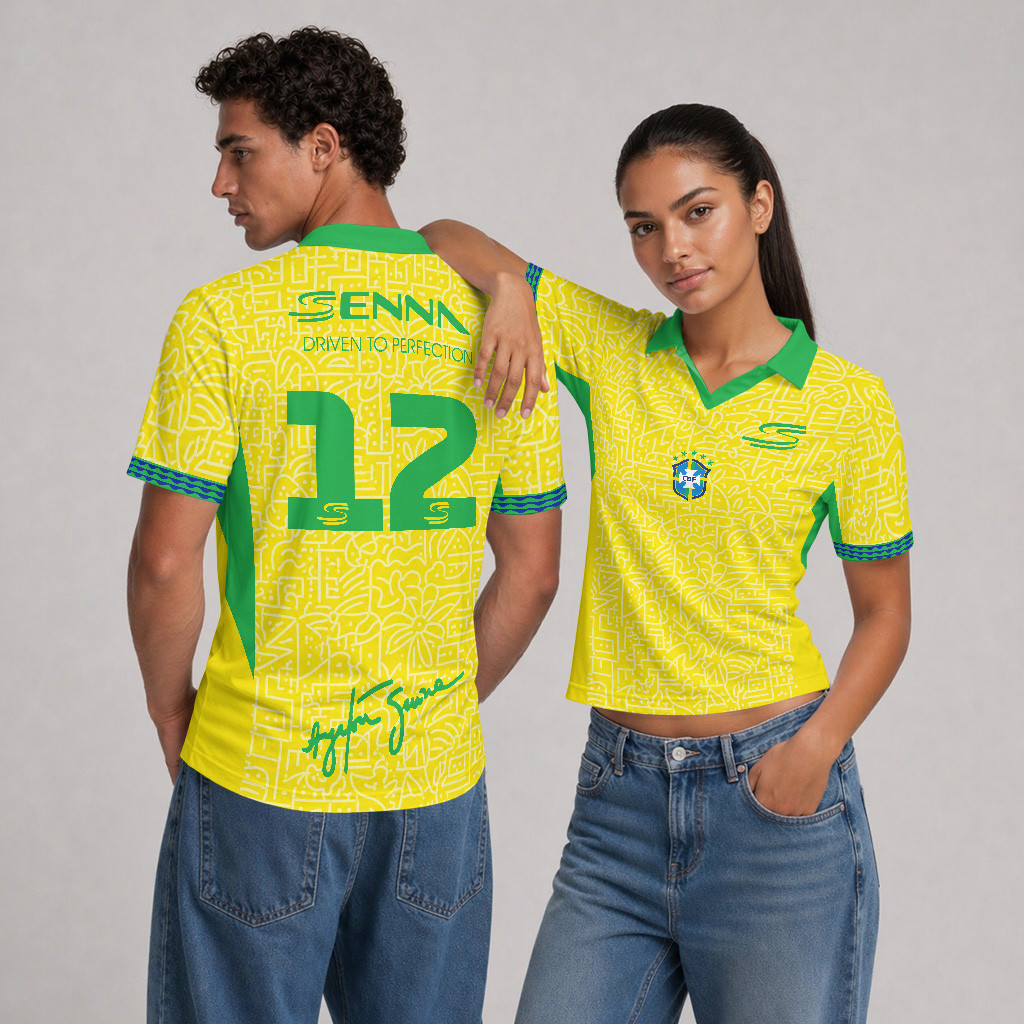 Ayrton Senna x Brazil F1 Team Custom V-Neck Polo Shirt - 15