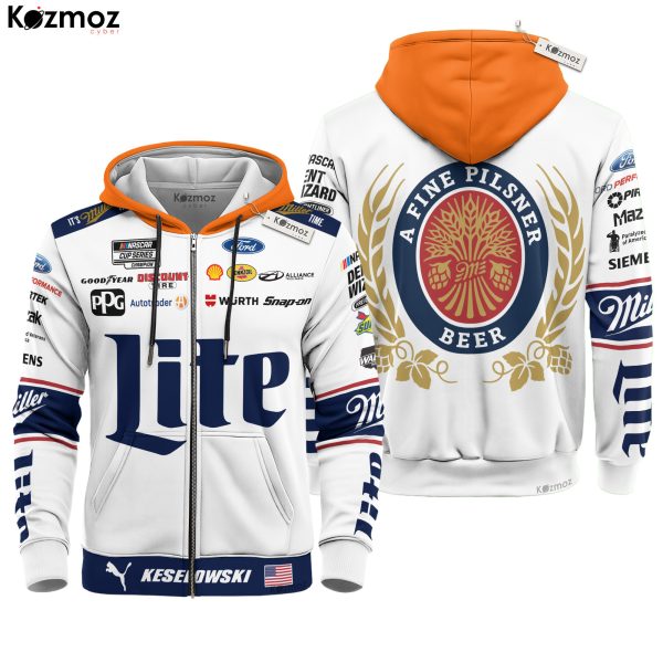 Brad Keselowski Hoodie Penske Nascar Sweater Miller Lite, Penske Team, Brad Keselowski, Nascar Cup, Snap On, Monster Energy, Skf, Wurth Racing Uniform - 8