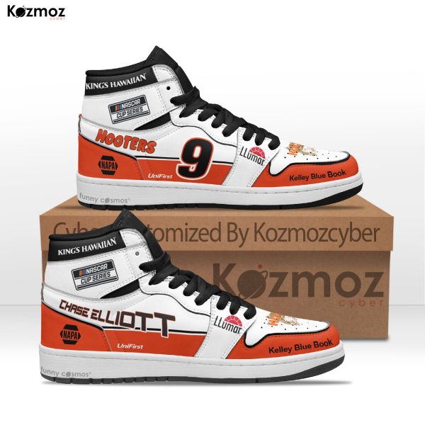 Chase Elliott Custom Shoes No. 9 Hooters Darlington Throwback Livery 2021 Livery Racing Shoes