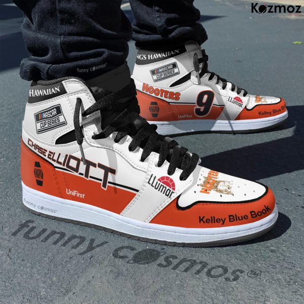 Chase Elliott Custom Shoes No. 9 Hooters Darlington Throwback Livery 2021 Livery Racing Shoes - 5