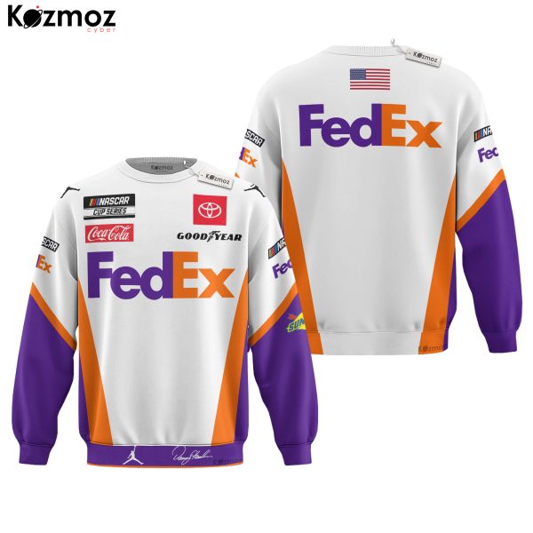 Denny Hamlin Joe Gibbs Racing 2020 FedEx Hoodie Racing Uniform Hoodie & Jogger Set - 9