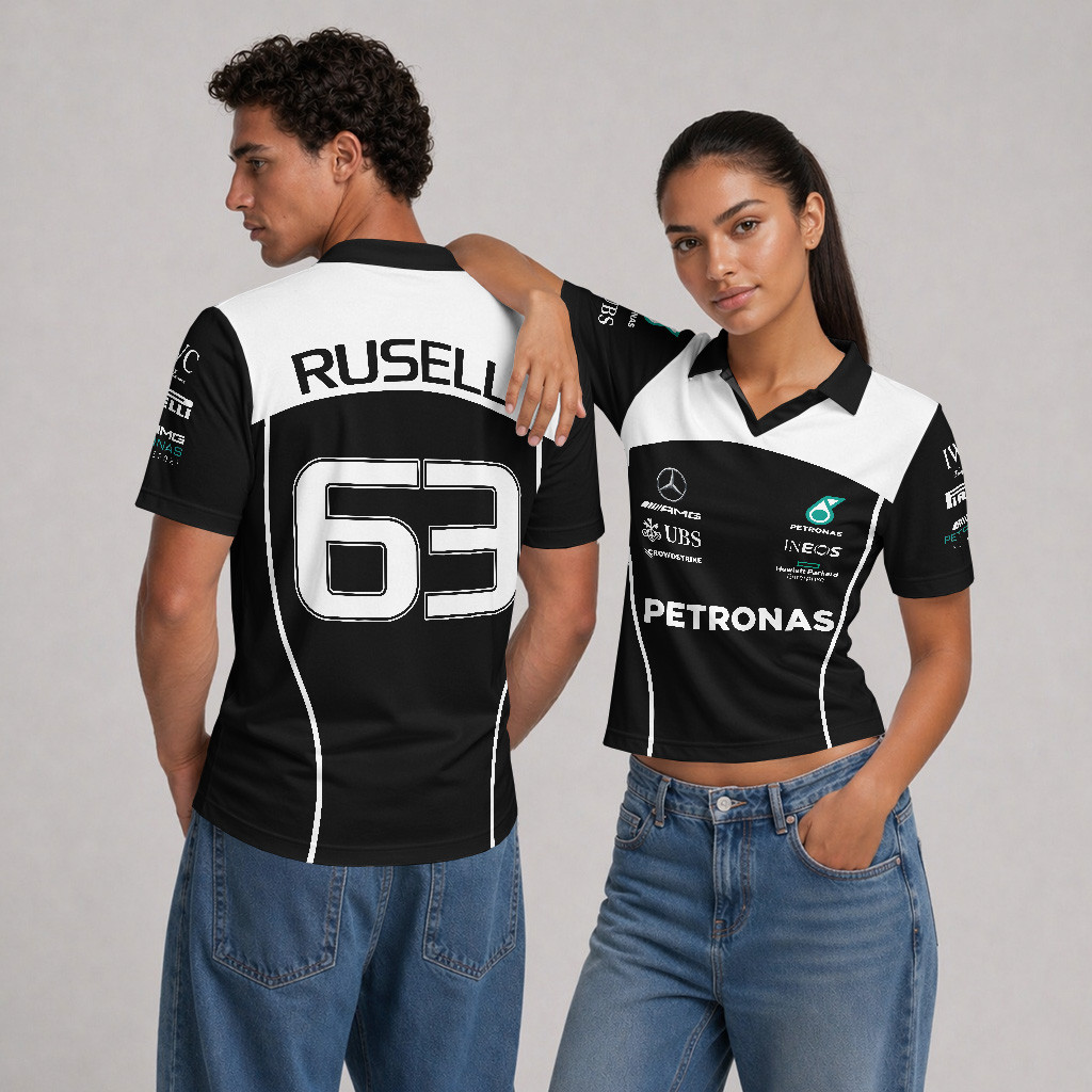 George Russell AMG F1 Team Custom V-Neck Polo Shirt