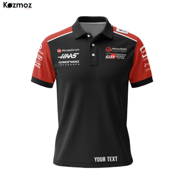 Haas x TG Racing Polo Shirt - Black Red Motorsport Team Tee - 7