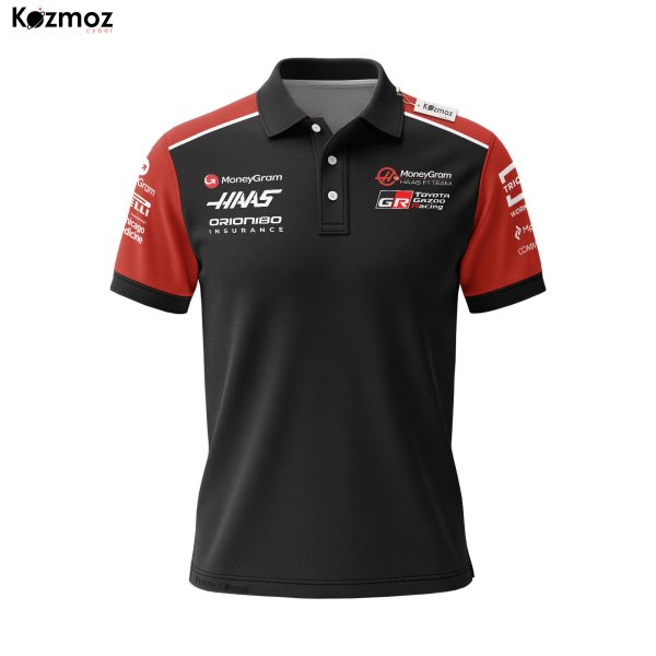Haas x TG Racing Polo Shirt - Black Red Motorsport Team Tee - 6
